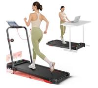 HOMETRO 5 en 1 Cinta de Correr Plegable,9% Inclinación,2.5 HP Cinta de Andar para Casa,Gran Pantalla LED Interactiva Colorida Walking Pad,12 km/h,Magnético Mute Remoto,App & Bluetooth