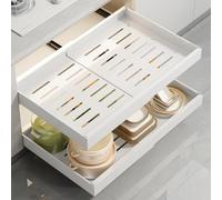 HomeVortex 2 estantes extensibles para cajones de gabinete, estante de almacenamiento ajustable de acero al carbono extraíble con rieles de amortiguación suaves y silenciosos para cocina o baño