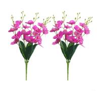 HomeVortex 2 flores artificiales de imitación de orquídea mariposa de 44 cm de largo, tela Phalaenopsis para decoración del hogar, sala de estar, accesorio de fotografía (morado)