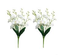 HomeVortex 2 piezas de flores artificiales de orquídea mariposa de 44 cm de largo de tela Phalaenopsis para decoración del hogar sala de estar fotografía accesorio (blanco)