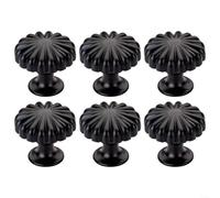 HomeVortex 6 pomos de gabinete en forma de calabaza de latón antiguo, aleación de zinc negro, manijas de muebles de un solo agujero con tornillos para armarios de cocina, aparadores, armarios