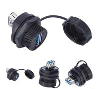 HomeVortex Adaptador de montaje en panel hembra USB 3.0, conector impermeable IP67 con cubierta antipolvo, carcasa PA66 resistente al fuego, para equipos industriales, rosca 13/16-28UNS