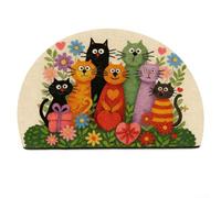 HomeVortex Adorable tapete felino lavable para entrada, 40 x 60 cm, tapete de bienvenida antideslizante con respaldo de goma para pasillo, cocina y patio (1 unidad)