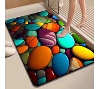 HomeVortex Alfombrilla de baño de tierra de diatomeas con diseño de guijarros 3D, absorbente, antideslizante, de secado rápido, 40 x 30 cm