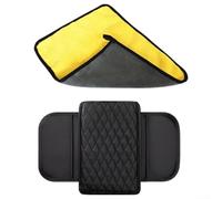 HomeVortex Alfombrilla para reposabrazos de coche, con 2 bolsas de almacenamiento de asiento, cubierta de consola central de cuero de microfibra, protector de codo de espuma viscoelástica gruesa