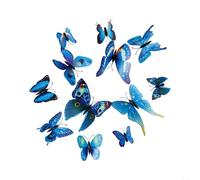 HomeVortex Arte de pared de mariposa 3D, paquete de 5 decoraciones coloridas de simulación de PVC para sala de estar, dormitorio, guardería, oficina, decoración de jardín de fácil montaje, azul, verde