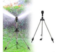 HomeVortex Aspersor giratorio de jardín con soporte de trípode ajustable, boquilla de pulverización de agua de 360 grados para sistema de riego de césped, cobertura de riego ajustable en altura