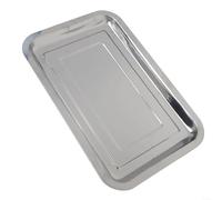 HomeVortex Bandeja de horno de acero inoxidable, bandeja rectangular para horno tostador, bandeja de galletas resistente a la corrosión para pan, alas, 32 x 22 x 2 cm, plata (27 x 20 x 2 cm)
