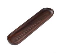 HomeVortex Bandeja de madera de nogal hecha a mano, estilo japonés, plato de postre de frutas de acacia, acabado lacado urushi natural, forma irregular, para servir sushi, 16 x 12 x 2 cm (F)