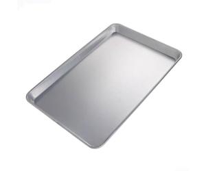 HomeVortex Bandeja rectangular de aleación de aluminio de 45 x 33 cm con borde enrollado para horno, resistente al óxido, sin revestimiento, para pan, pasteles, galletas, brownies y asado, apta para