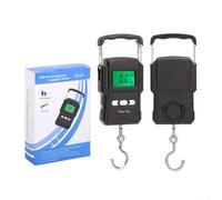 HomeVortex Báscula de pesca digital de 75 kg con cinta métrica de 1 m, escala de gancho colgante recargable por USB con pantalla LCD retroiluminada, báscula de peso portátil para equipaje para viajes