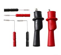 HomeVortex Cables de prueba multímetro, con agujas de sonda de acero fino y aisladas para pinzas de cocodrilo, puntas rectas y dobladas intercambiables, para pruebas eléctricas precisas, rojo