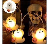 HomeVortex Cadena de luces decorativas de 6 m, funciona con pilas, luz de cortina LED con patrón de calavera, para interiores y exteriores, cadena de luces colgantes para decoración de fiesta de