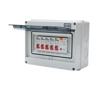 HomeVortex Caja de fusibles IP66 de 4 vías con 63 A 30 mA RCD y 4 MCB, tablero de distribución eléctrico impermeable, para garaje, cobertizo, caravana, furgoneta, montaje en pared, color gris