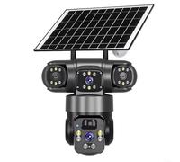 HomeVortex Cámara de Seguridad Solar WiFi 4K with solar panel Built-in 8000mah battery,Color Night,Cloud Storage,Dual Lens,2.4G WIFI wireless transmission,PIR+dual induction detection(Black)