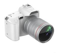 HomeVortex Cámara réflex digital con doble lente, cámara frontal y trasera de 16X, zoom antivibración, pantalla LCD, función de control remoto, apertura F2.7 para fotografía profesional (blanco)