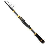 HomeVortex Caña de pescar telescópica portátil de 1,8 m, 2,1 m, 2,4 m, de fibra de carbono, punta sensible, plegable a 43 cm, con guías de porcelana para viajes en barco de mar (2,4)