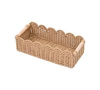 HomeVortex Cesta de almacenamiento tejida a mano, de madera, 36 x 16 x 9,5 | Organizador rectangular natural y camello con asas de madera, festoneado para borde para baño, tocador, cocina, estante