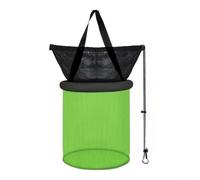 HomeVortex Cesta de pesca flotante plegable con anillo de espuma flotante, red de malla de nailon gruesa para cebo vivo, trampa portátil para peces con cuerda de 136 cm, naranja y negro, 40 x 34 x 42