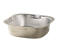 HomeVortex Colador cuadrado de acero inoxidable, con tapa, colador de cocina de doble capa 304 para lavar frutas, verduras, arroz, capacidad de 2,16 L (5,5 cm)