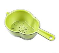 HomeVortex Colador de doble capa con asa, cesta de drenaje de plástico para lavar frutas, verduras y alimentos, 26,5 x 15 x 8,5 cm, verde (verde)