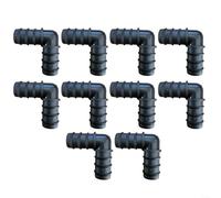 HomeVortex Conectores de manguera de riego por goteo de codo de 16 mm, paquete de 10 accesorios de plástico, para sistemas de aspersión de césped y mangueras de remojo, negro (16 codos simples)