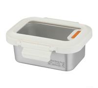 HomeVortex Contenedor de alimentos de acero inoxidable apto para microondas | Tapa de vidrio templado, bloqueo seguro de cuatro lados, evita fugas, adecuado para recalentar, construir