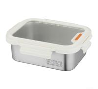 HomeVortex Contenedor de alimentos de acero inoxidable apto para microondas | Tapa de vidrio templado, bloqueo seguro de cuatro lados, evita fugas, adecuado para recalentar, construir