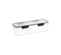 HomeVortex Contenedores apilables de almacenamiento de alimentos con tapas, caja organizadora de plástico sellada para fideos, pasta, ajo, cilantro, cajón de cocina, color negro (negro pequeño)