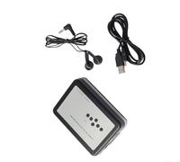 HomeVortex Convertidor portátil de casete a MP3, reproductor de cinta USB, con división automática/manual, batería o USB, incluye auriculares, para digitalizar casetes antiguos, color blanco