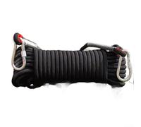 HomeVortex Cuerda estática de 10 mm, para escalada, espeleología y escape, cordón de descenso de poliéster de alta resistencia, con 2, mosquetones de acero, resistente a la abrasión (20 m, negro)