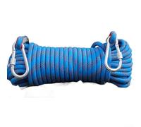 HomeVortex Cuerda estática de 10 mm, para escalada, espeleología y escape, cordón de descenso de poliéster de alta resistencia, con 2, mosquetones de acero, resistente a la abrasión (10 m, azul)
