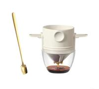 HomeVortex Embudo de filtro de café de acero inoxidable, gotero plegable reutilizable para té y café, portátil, no necesita papel, kit de preparación con cuchara y posavasos, negro (blanco)