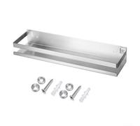 HomeVortex Estante flotante de acero inoxidable 304 con barandillas, estante de especias de cocina a prueba de óxido y organizador de almacenamiento de baño para botellas de champú y tarros, plateado