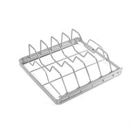 HomeVortex Estante portátil de acero inoxidable para barbacoa, soporte plegable para carne para cocinar al aire libre, herramienta de barbacoa de acero 430 para picnic, camping, patio, plateado, 24 x