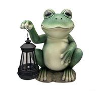 HomeVortex Estatua solar de jardín de resina de rana para decoración al aire libre, adorno de césped resistente a la intemperie, respetuoso con el medio ambiente para iluminación, con luz automática