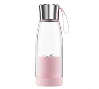 HomeVortex Exprimidor portátil recargable, extractor de jugo pequeño de 450 ml, con batería de 1500 mAh, carga rápida USB para licuadora para batidos, oficina, gimnasio, blanco (rosa)