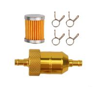 HomeVortex Filtro de gasolina compacto en línea de 75 mm, ajuste de manguera de 8 mm (dorado)