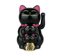 HomeVortex Gato de la suerte que agita automáticamente con energía solar, Maneki Neko que agita automáticamente, figura de gato de la fortuna, las ondas de gato de la suerte traen buena suerte y