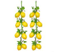HomeVortex Guirnalda de limón artificial, vid de frutas falsas de 52 cm, con 8 limones por cuerda para decoración de pared del hogar, jardín, restaurante, hotel, fiesta, adorno y fotografía