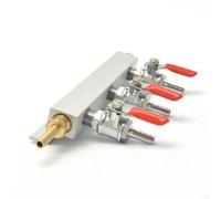HomeVortex Homebrew - Distribuidor de gas de dióxido de carbono para cerveza, colector de aluminio de 2 vías con accesorios de púas de 1/4 pulgadas y válvulas de retención, para sistema de barriles (B