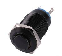 HomeVortex Interruptor de botón de metal de 12 mm 12 V-24 V 3 A momentáneo de reinicio automático, impermeable, IP66 IK09, cabeza alta negra oxidada para arrancador de barco (1 unidad)