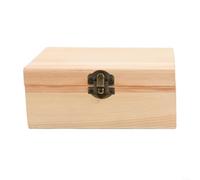 HomeVortex Joyero pequeño de madera con tapa abatible con hebilla, estuche de almacenamiento de pino natural para anillos, aretes, postales y manualidades, elegante decoración de organización del