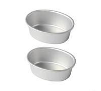 HomeVortex Juego de 2 moldes ovalados de aleación de aluminio antiadherente para tartas de queso, 11,8 x 9,2 cm, color plateado