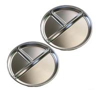 HomeVortex Juego de 2 platos redondos seccionales de acero inoxidable con 3 compartimentos, bandeja de alimentos irrompible de 9 pulgadas para la escuela, oficina, hogar