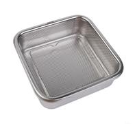 HomeVortex Juego de 3 sartenes de acero inoxidable para hornear, con cesta de filtro y cubierta, apto para lavavajillas, para almacenamiento de refrigerador, bandeja apta para lavavajillas, 19 x 19 x