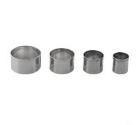 HomeVortex Juego de 4 anillos de acero inoxidable para tartas, 3,3 cm a 1,65 cm, moldes redondos de metal para repostería, queso, tartas, galletas, magdalenas y decoración de postres, color plateado