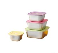 HomeVortex Juego de 4 recipientes de acero inoxidable para almacenamiento de alimentos, cajas cuadradas de preparación de comidas con tapas codificadas por colores, diseño sellado resistente a fugas