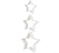 HomeVortex Juego de adornos de estrella de madera en acabado blanco, piezas decorativas de madera maciza natural para exhibiciones de Navidad en capas, decoración festiva del hogar para celebraciones