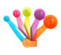 HomeVortex Juego de cucharas medidoras de plástico, 5 piezas codificadas por colores para porciones precisas de ingredientes, almacenamiento compacto con agujero para colgar, naranja